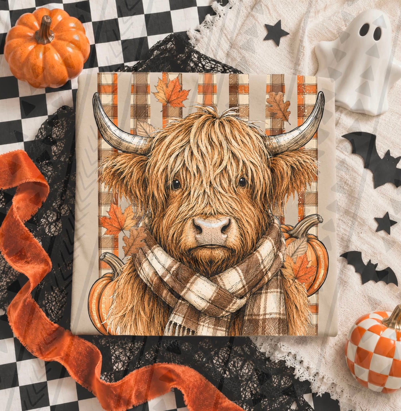 Highland Cow Fall Graphic Tee – Cute Autumn Pumpkin Seasonal Shirt