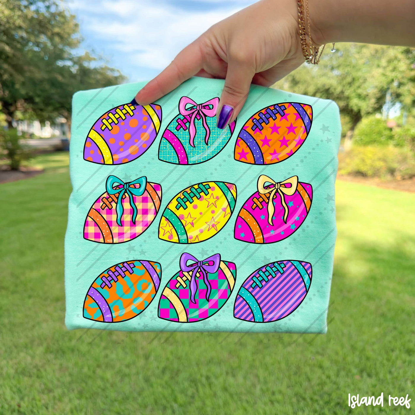 Preppy Colorful Football Graphic Tee | Girly Bow Football Shirt | Game Day Shirt for Women