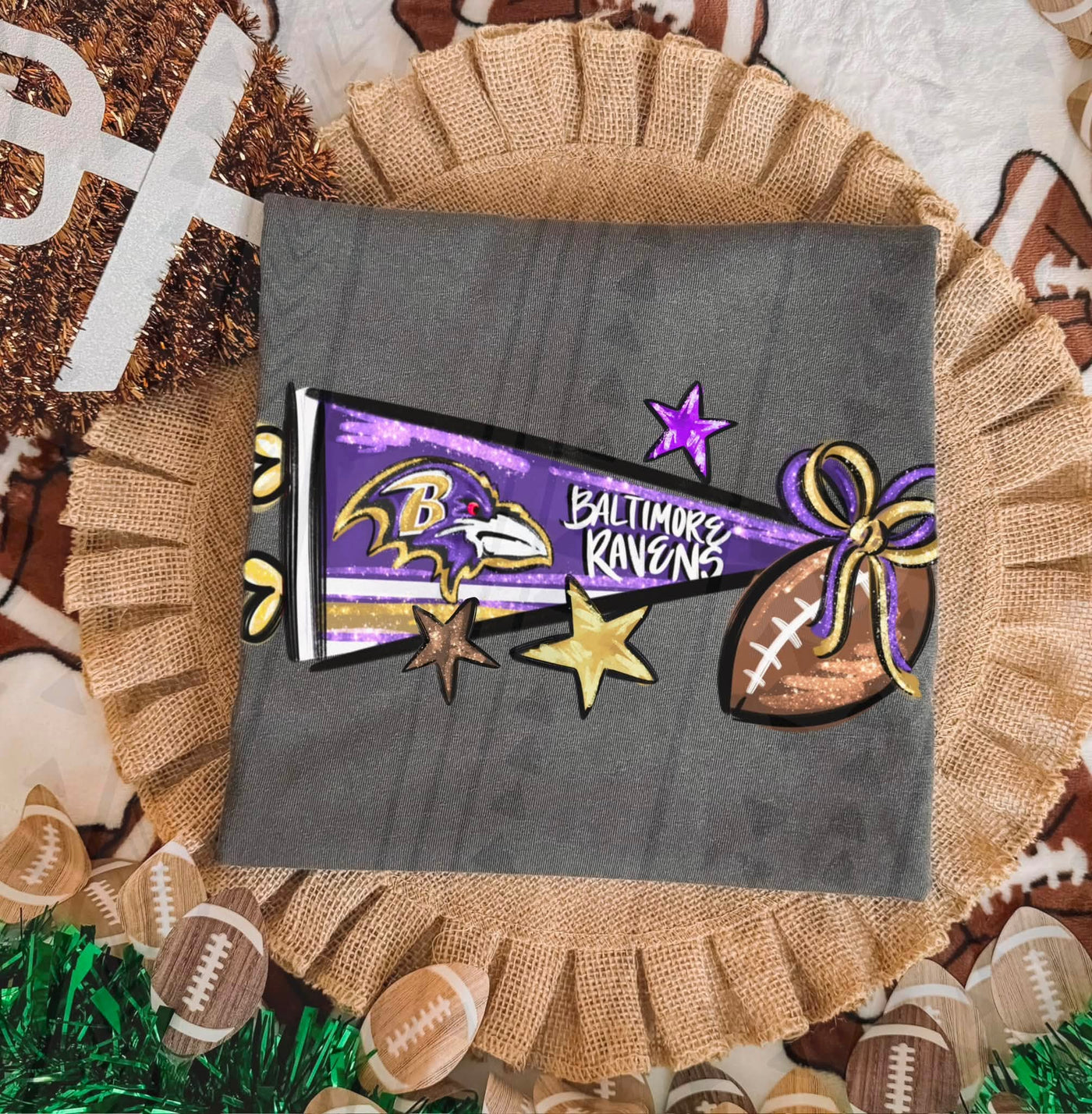 Baltimore Ravens Football Coquette Bow Graphic Tee – Girly Game Day Shirt