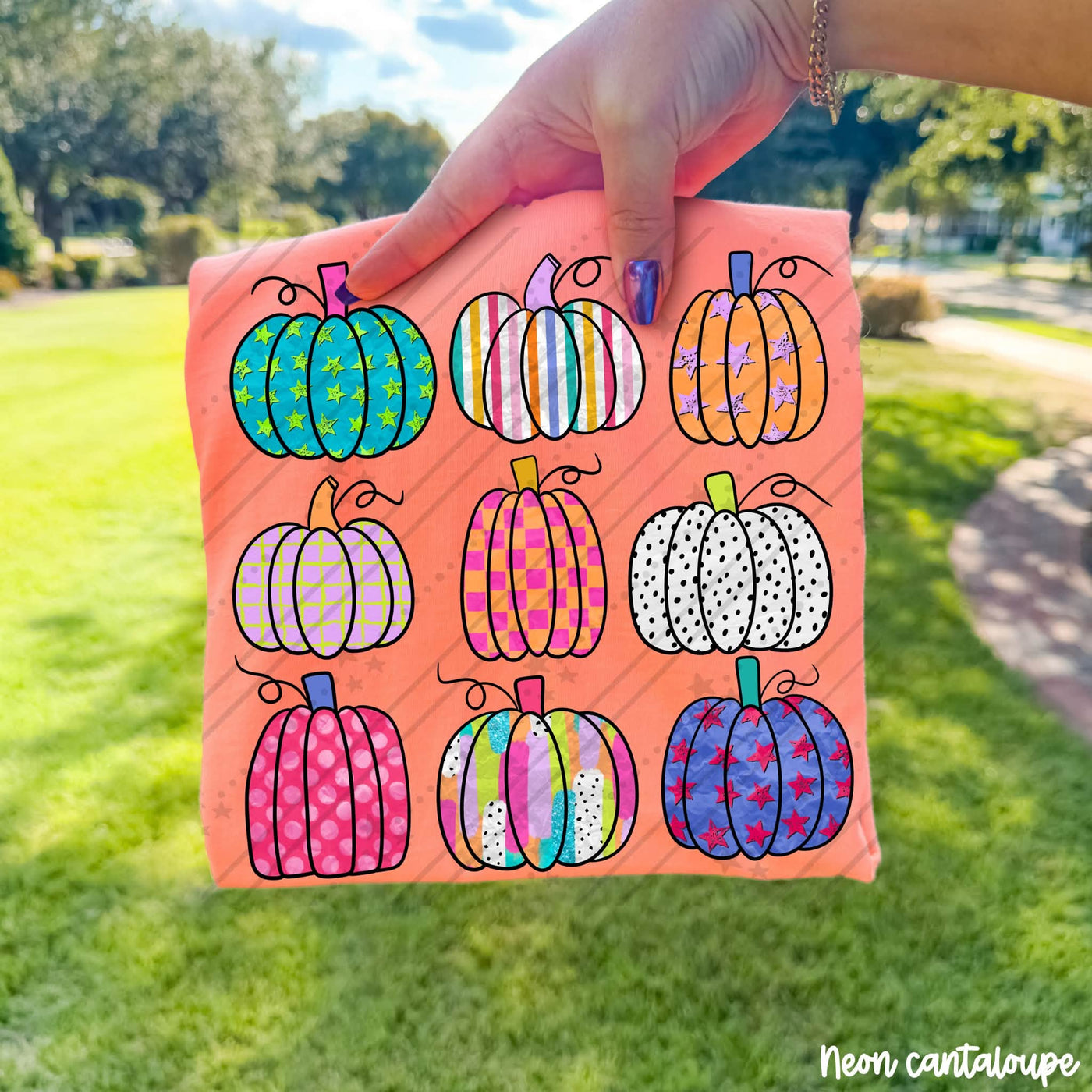 Preppy Colorful Pumpkin Fall Graphic Tee | Trendy Girly Autumn Shirt | Cute Pumpkin T-Shirt