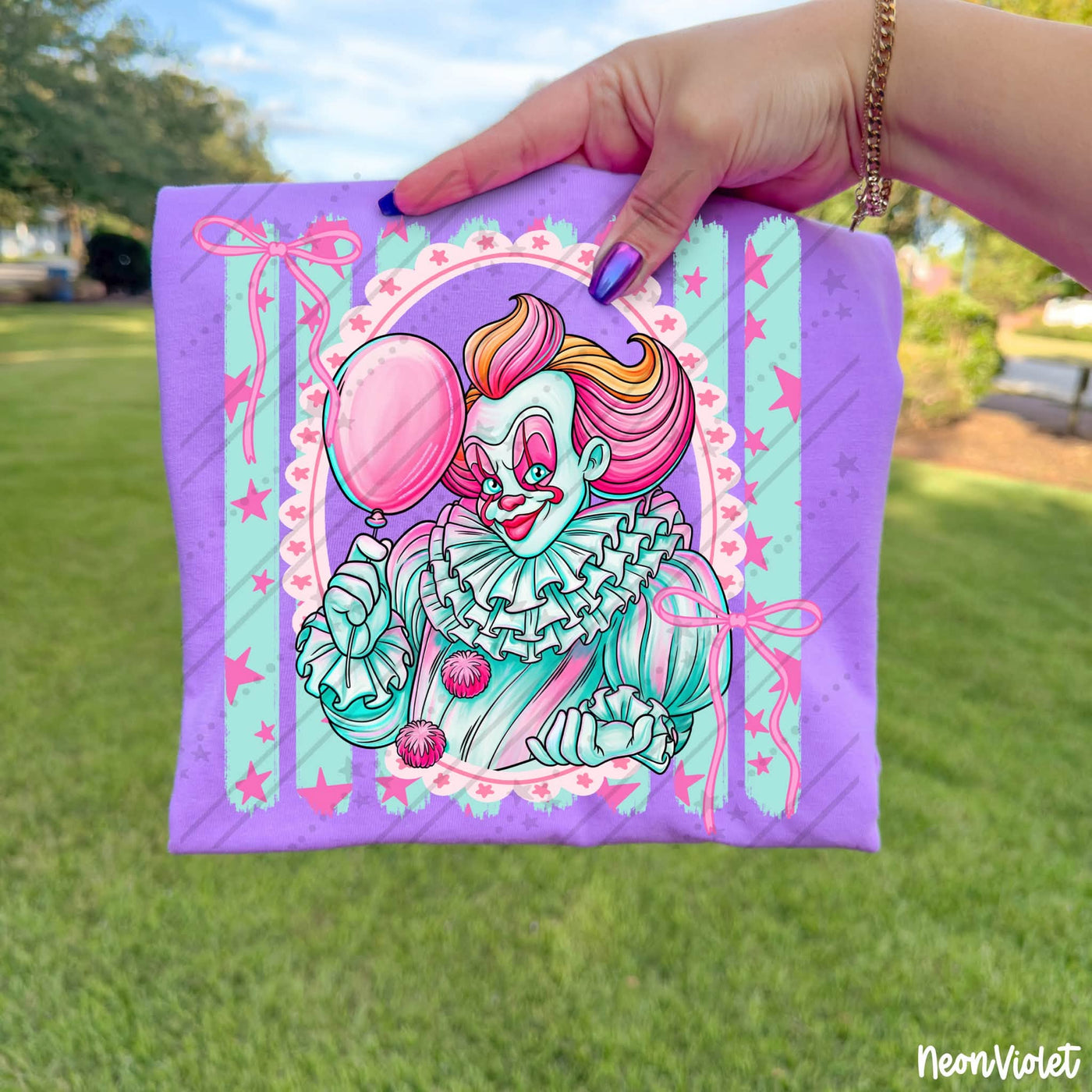 Scary Clown Coquette Halloween Graphic Tee | Pastel Creepy Clown Shirt | Girly Horror Tee