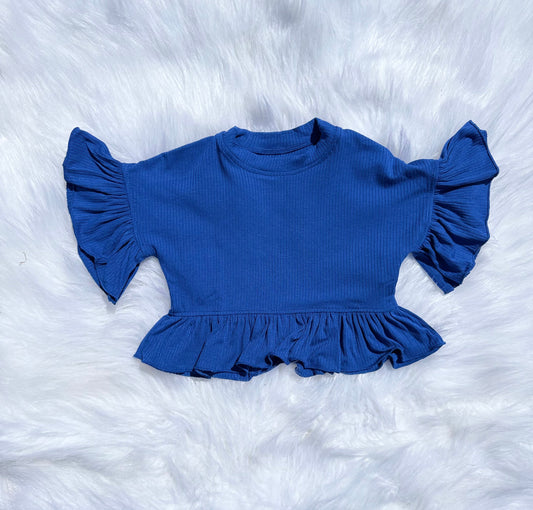 Cobalt Blue Ruffled Top (FINAL SALE)