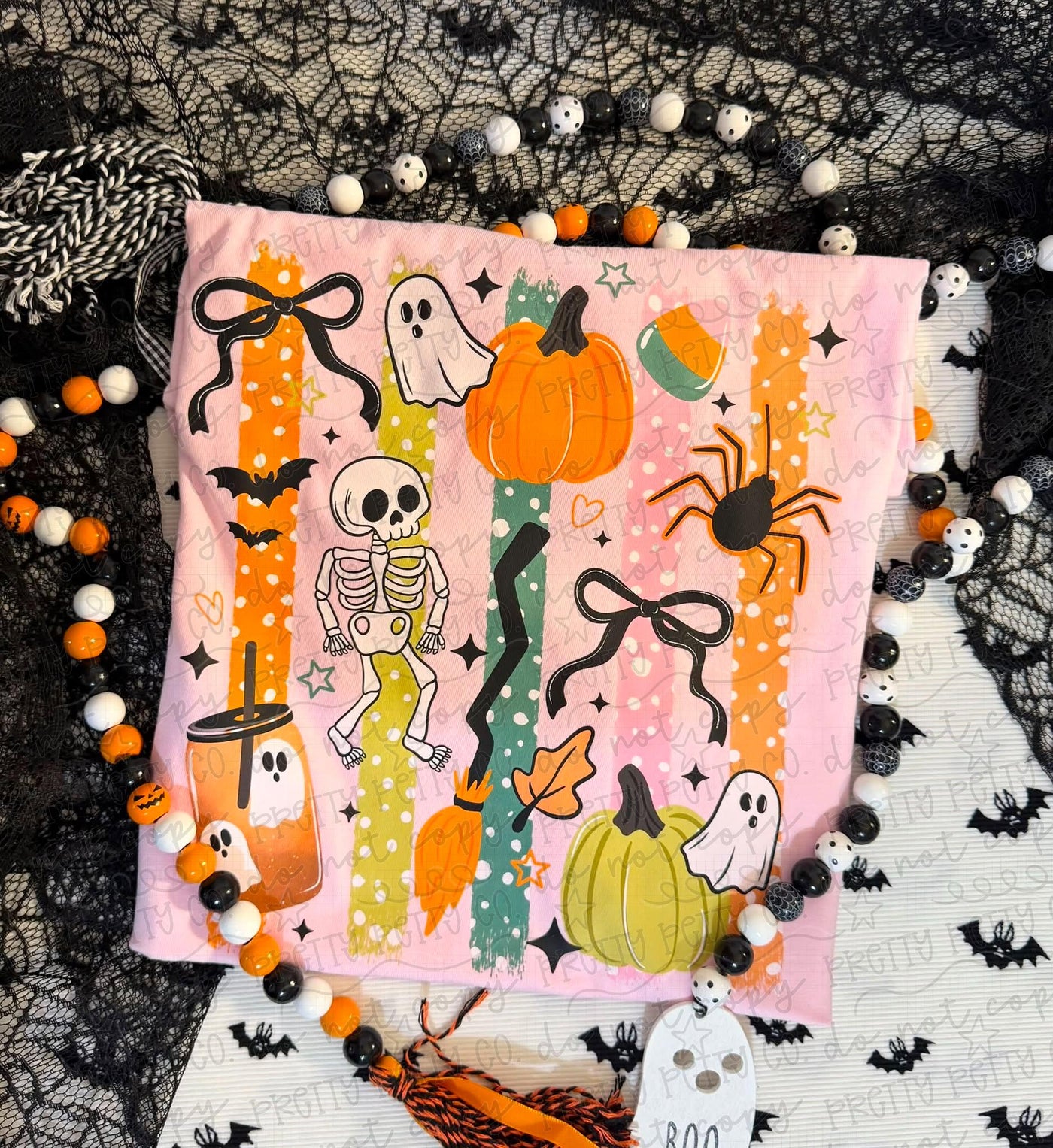 Cute Spooky Halloween Ghost Pumpkin Skeleton Comfort Colors Shirt – Coquette Fall Graphic Tee