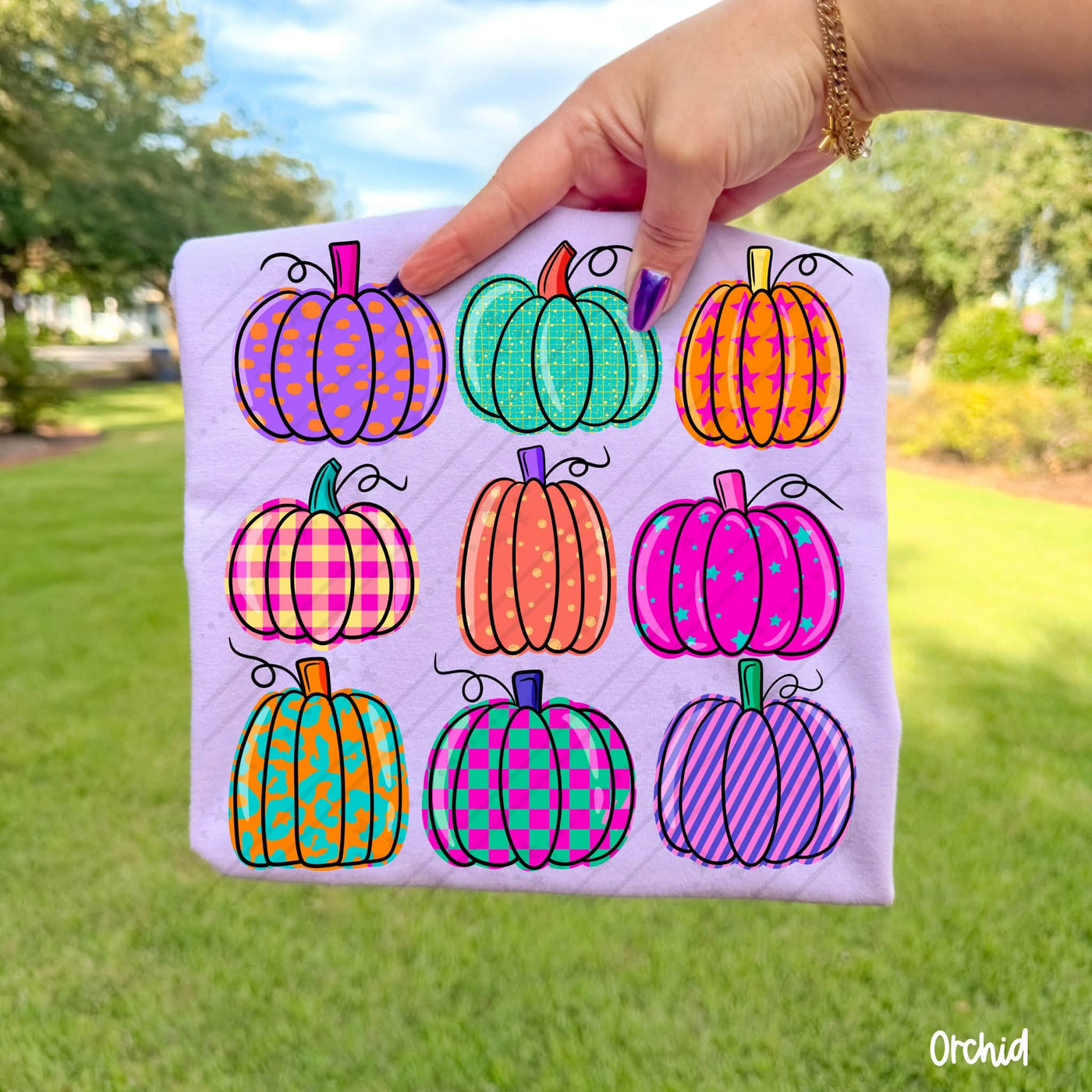 Preppy Colorful Pumpkin Fall Graphic Tee | Trendy Girly Autumn Shirt | Cute Pumpkin T-Shirt
