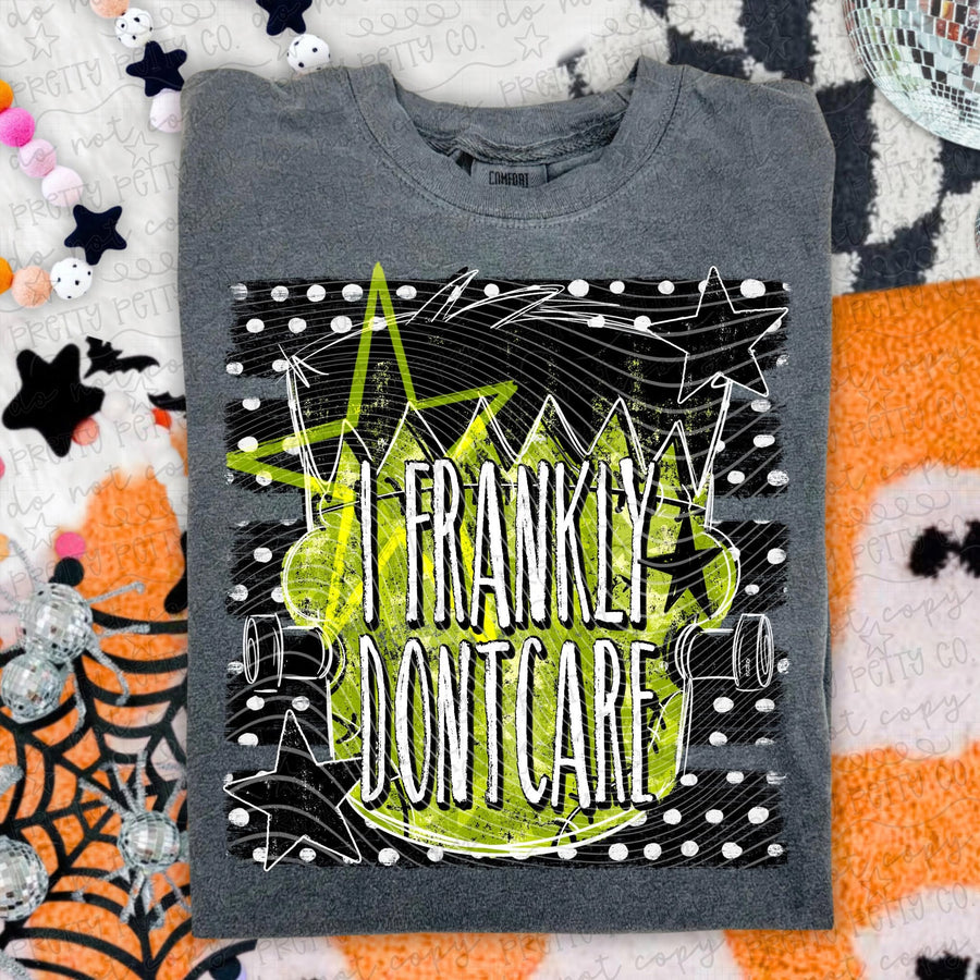 Frankly Don’t Care Halloween Graphic Tee | Green Monster Halloween Shirt | Funny Spooky Season Tee