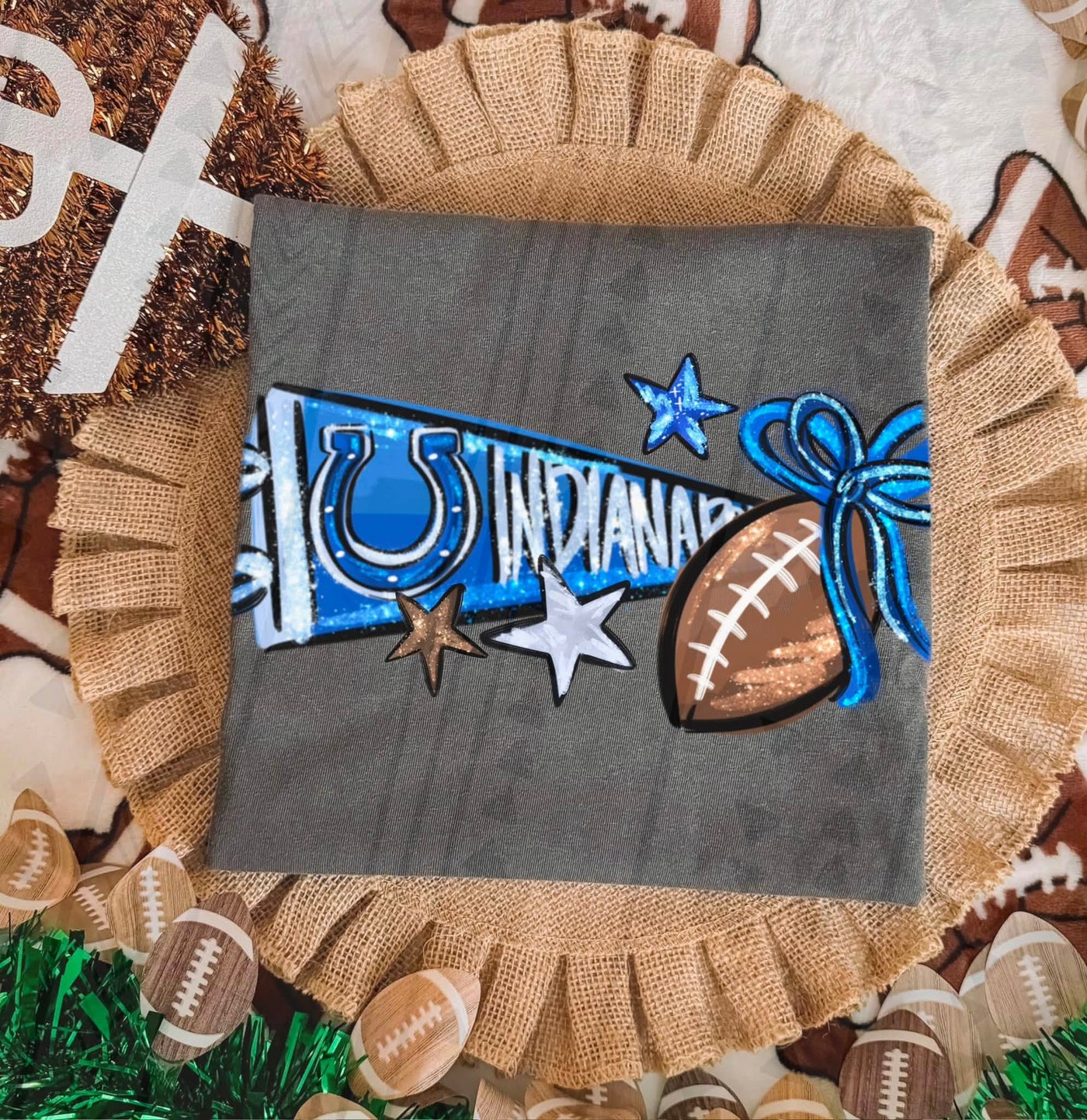 Indianapolis Colts Football Coquette Bow Graphic Tee – Girly Game Day Shirt