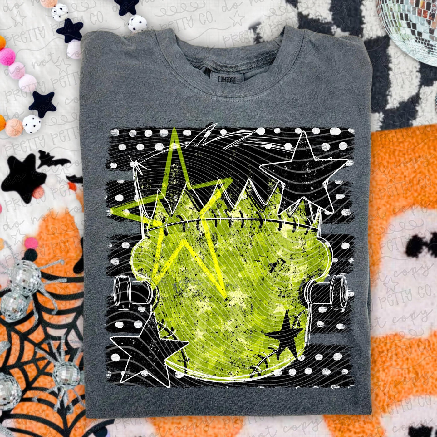 Green Monster Halloween Graphic Tee | Spooky Monster Face Shirt | Retro Halloween T-Shirt