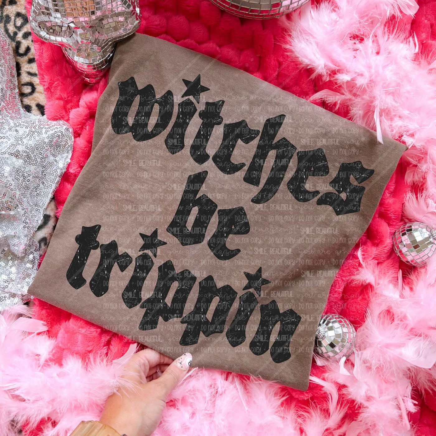 Witches Be Trippin Funny Halloween Graphic Tee – Witchy Spooky Season Shirt