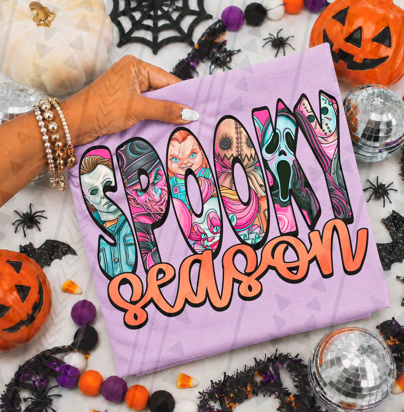 Spooky Season Horror Character Halloween Graphic Tee – Retro Halloween Shirt