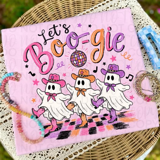 Let’s Boo-Gie Halloween Graphic Tee | Dancing Ghost Cowgirl Shirt | Pink Western Spooky Season Tee