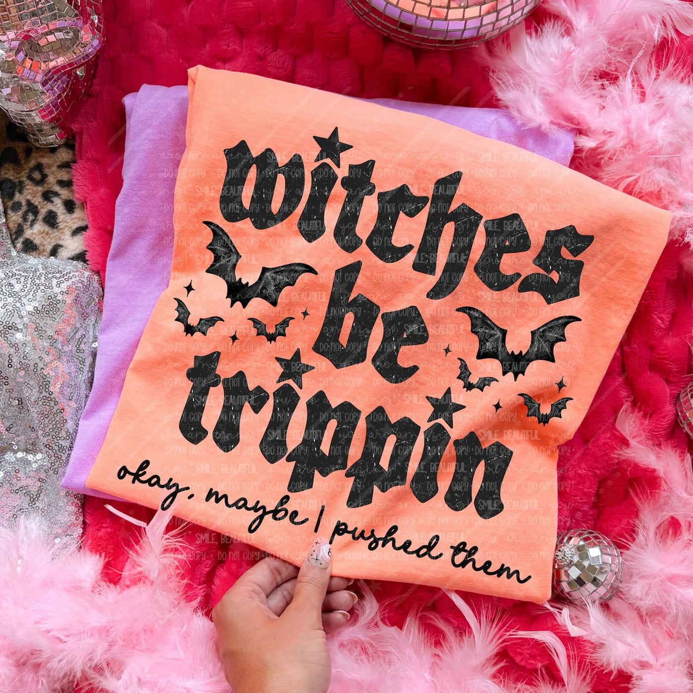 Witches Be Trippin Bat Graphic Tee – Funny Witch Halloween Shirt