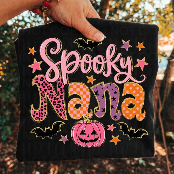 Colorful Spooky Nana Graphic Tee – Cute Nana Halloween Shirt