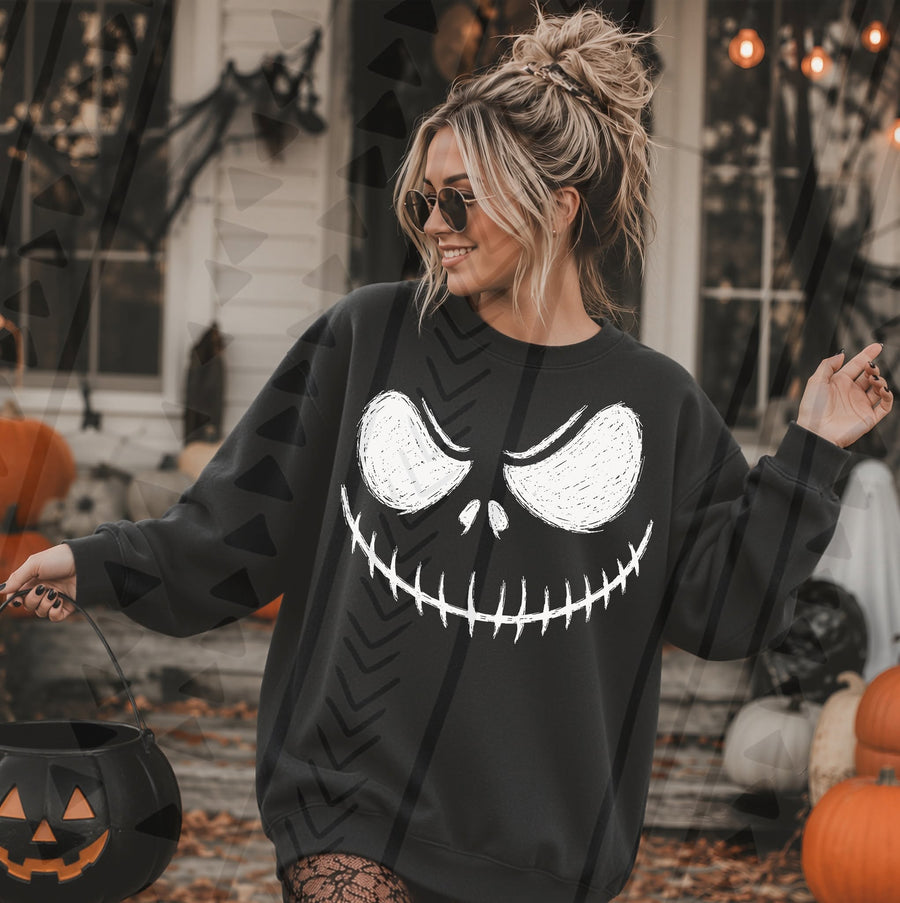 Skeleton Smile Halloween Graphic Sweatshirt – Spooky Season Crewneck