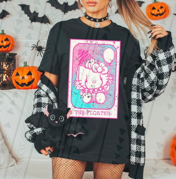 Cute Spooky Halloween Graphic Tee | Pink & Purple Horror Inspired Character Shirt | Retro Halloween T-Shirt