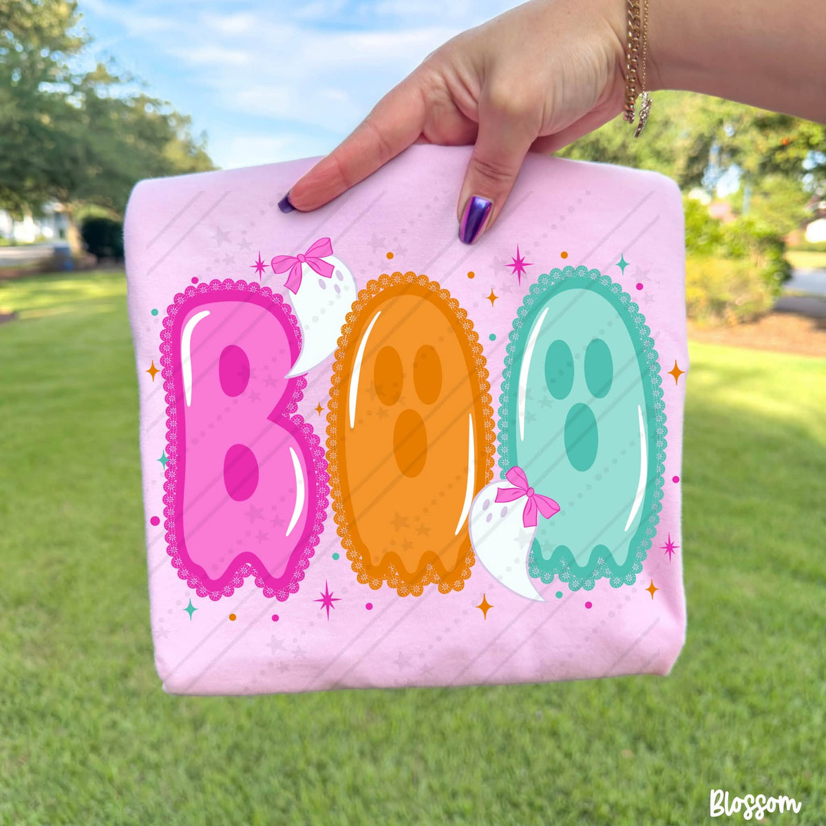 Colorful BOO Ghost Halloween Comfort Colors Shirt – Girly Spooky Season Tee