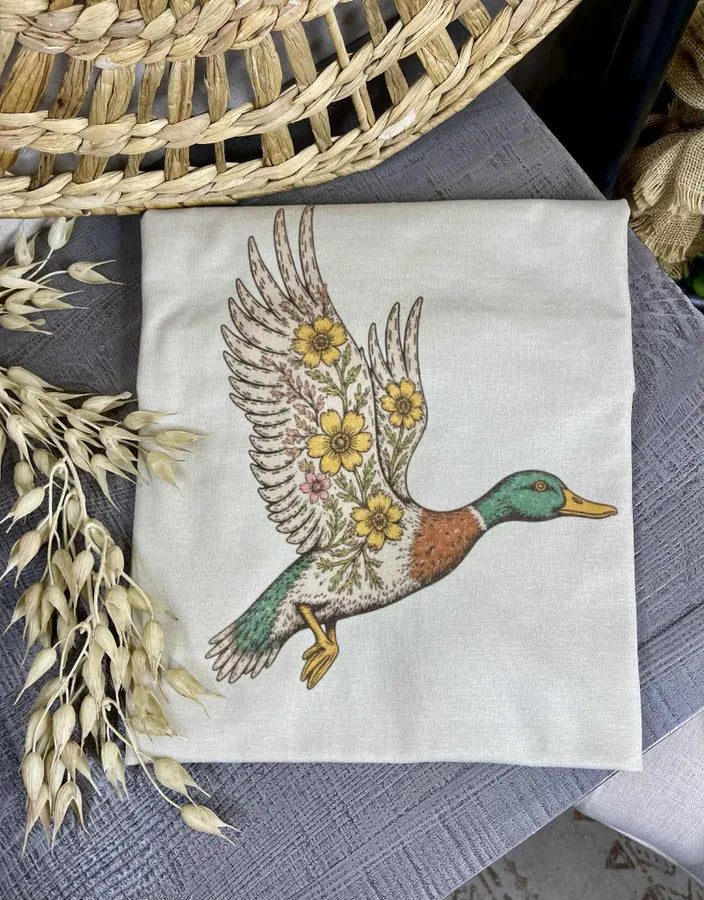 Floral Duck (Gildan Tee) - Pretty Petty Co