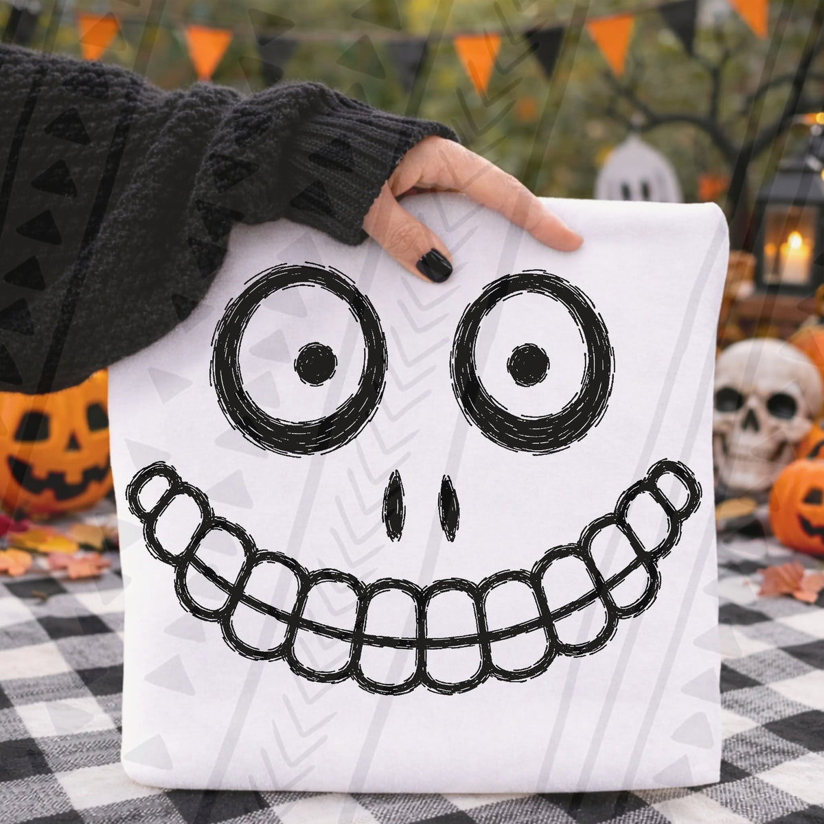 Sketchy Skeleton Smile Halloween Graphic Tee – Spooky Season Shirt