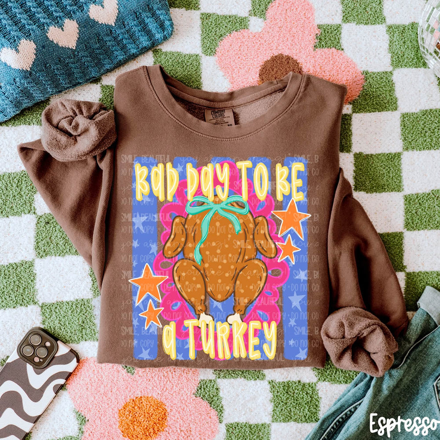 Bad Day to Be a Turkey Graphic Tee | Retro Thanksgiving Turkey Shirt | Cute Comfort Colors Fall T-Shirt