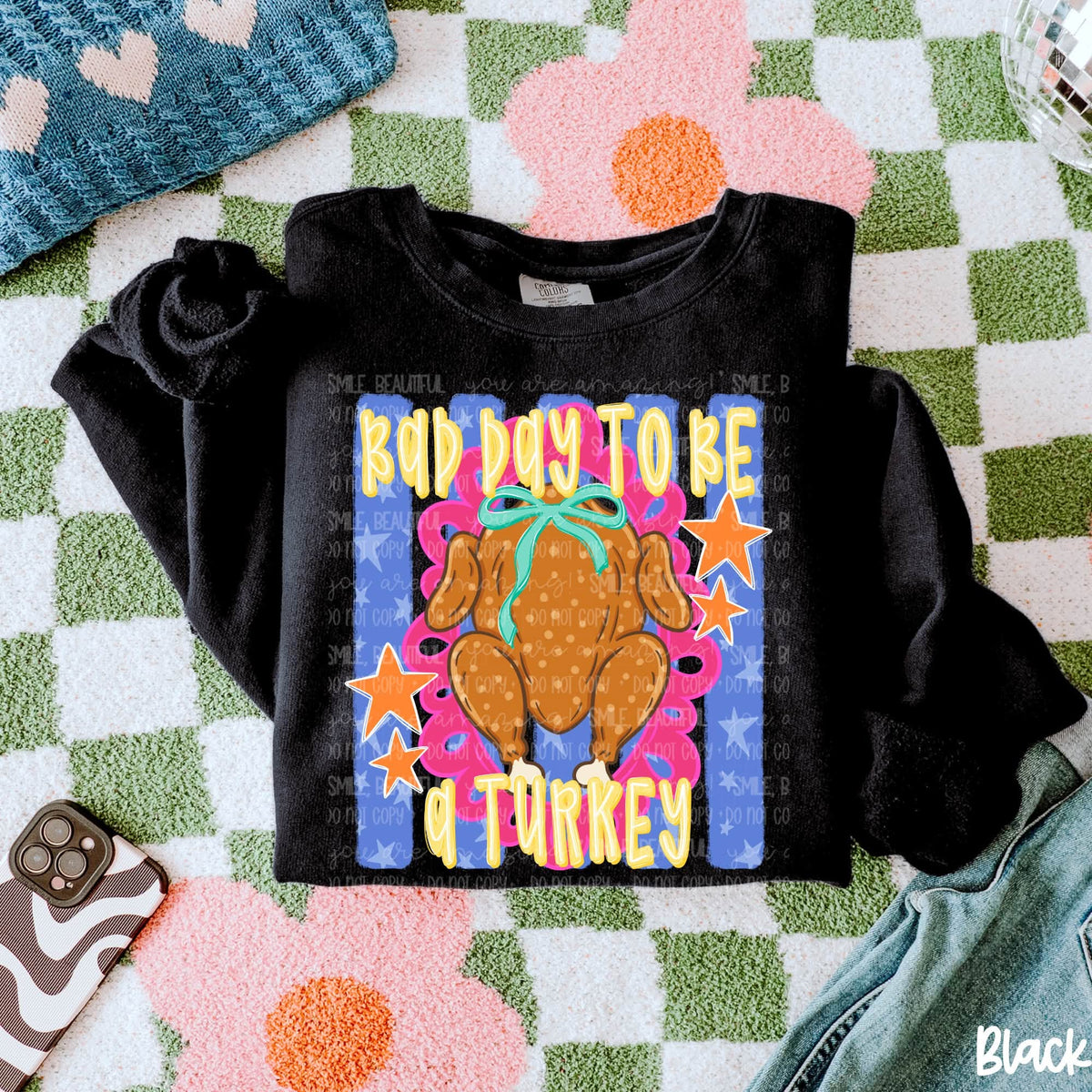 Bad Day to Be a Turkey Graphic Tee | Retro Thanksgiving Turkey Shirt | Cute Comfort Colors Fall T-Shirt