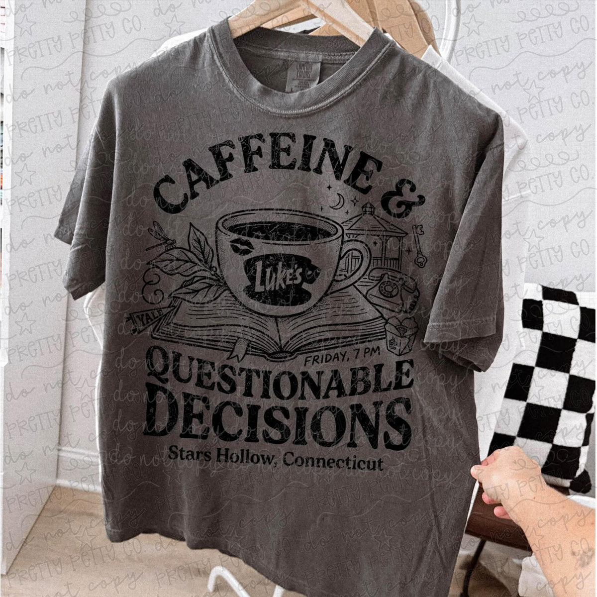 GG Inspired Caffeine & Questionable Decisions Graphic Tee