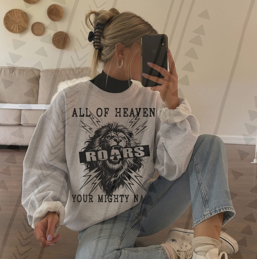 “All of Heaven Roars Your Mighty Name” Graphic Tee – Christian Worship Shirt – Unisex DTF Print – Kids & Adult Sizes - Pretty Petty Co
