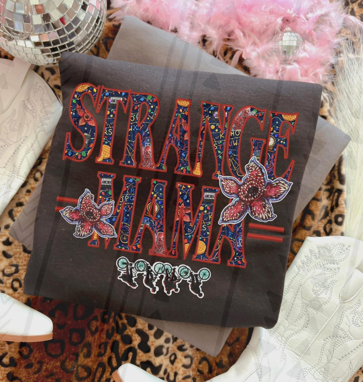 ST “Strange Mama” Faux Embroidery Graphic Tee – Popular TV Show Fan Shirt – Unisex DTF Print – Kids & Adult Sizes - Pretty Petty Co