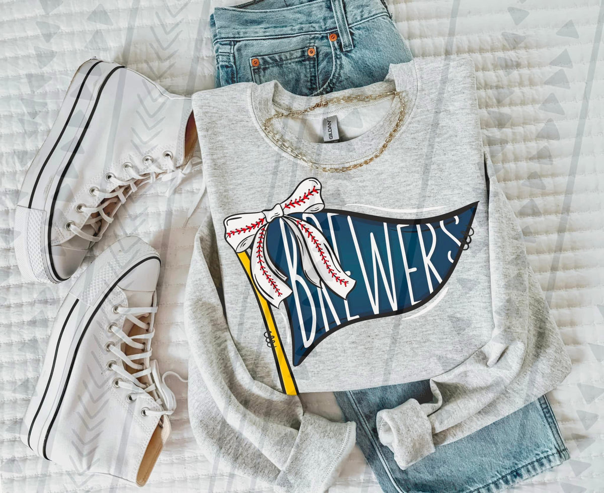 Baseball Team Pennant Flag Graphic Tee | Retro Game Day Shirt | Ballpark Aesthetic - Pretty Petty Co