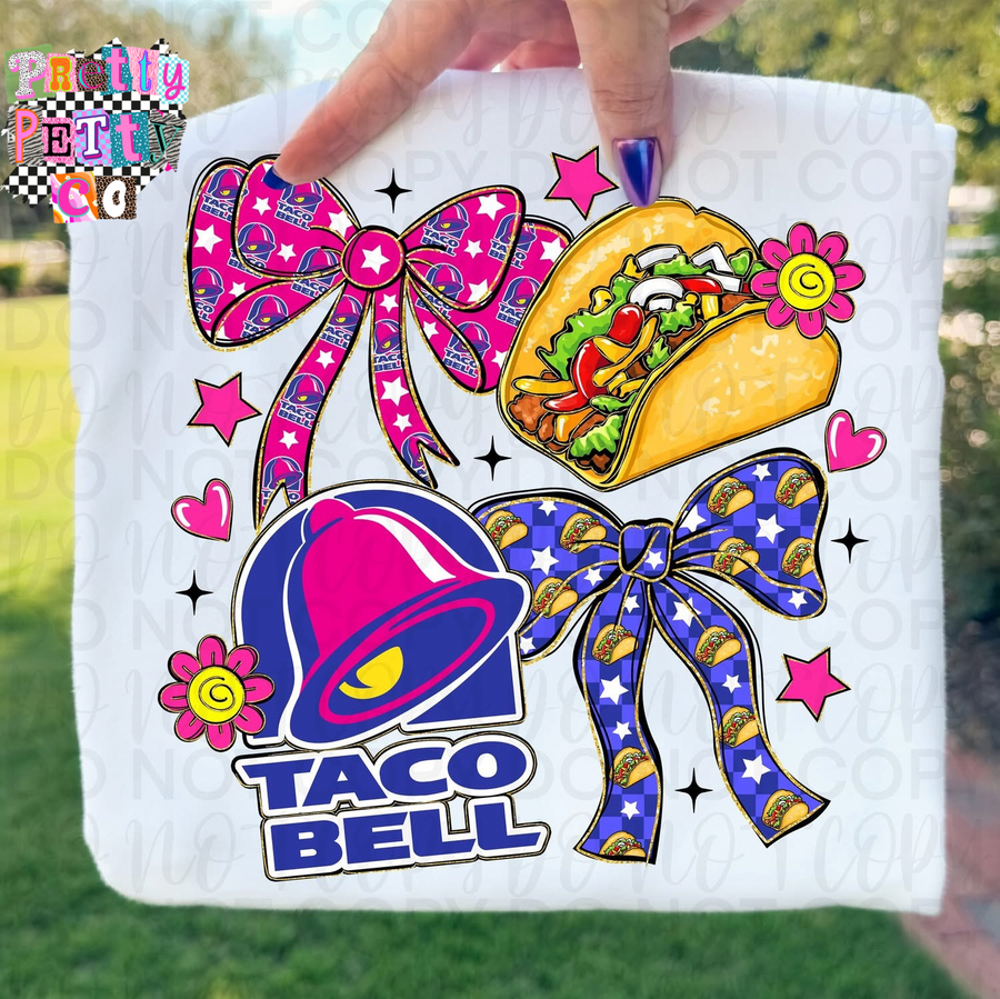 Taco Bell Bow Coquette Shirt – Cute Fast Food Graphic Tee - Pretty Petty Co