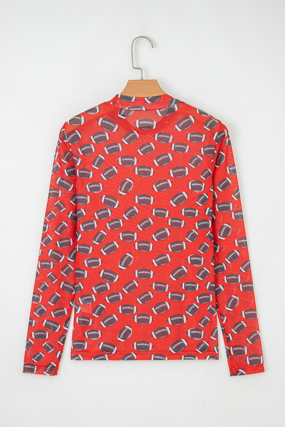 Brown Game Day Football Mesh Sheer Long Sleeve Top - Pretty Petty Co