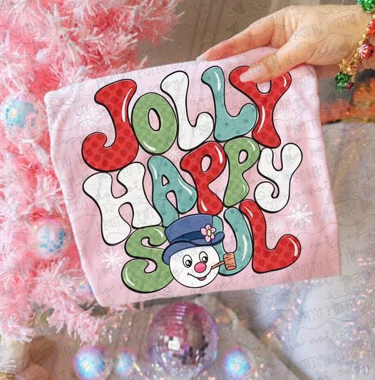 Jolly Happy Soul Snowman Christmas Sweatshirt | Retro Colorful Holiday Crewneck