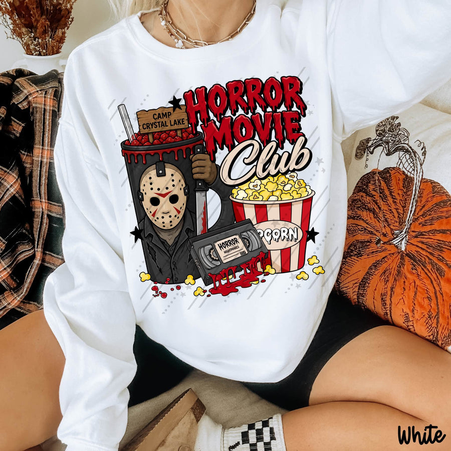Horror Movie Club Camp Slasher Halloween Graphic Sweatshirt – Scary Movie Lover Crewneck