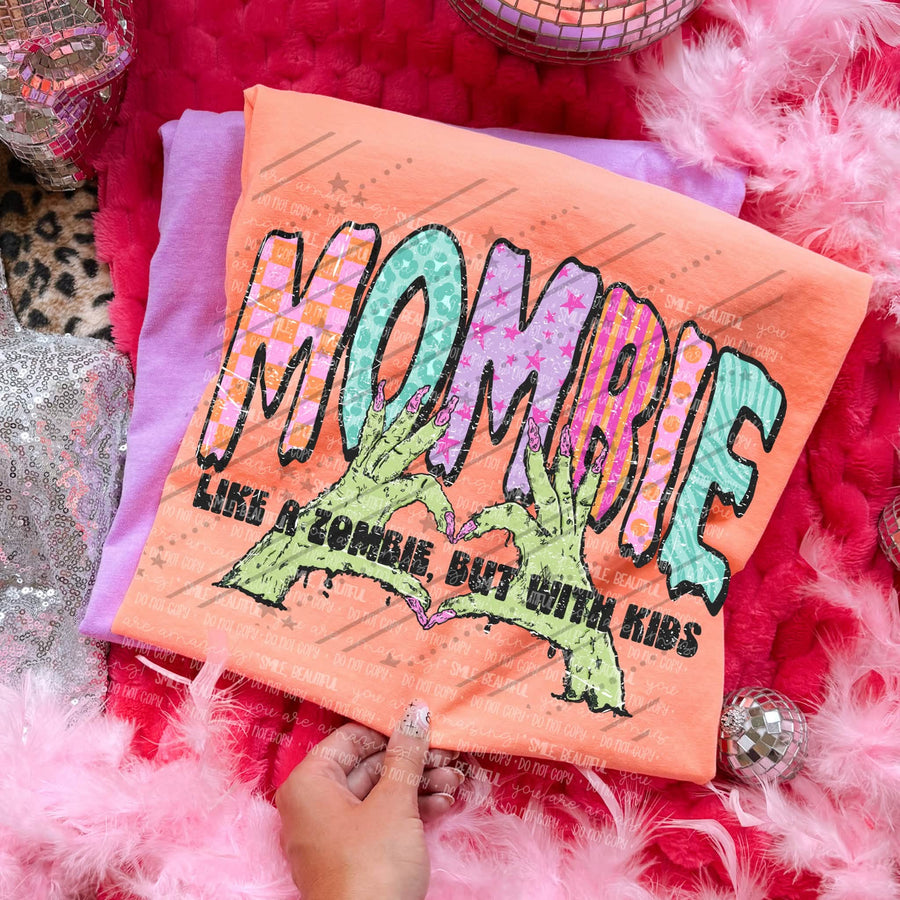Mombie Like a Normal Mom But with Kids Halloween Graphic Tee