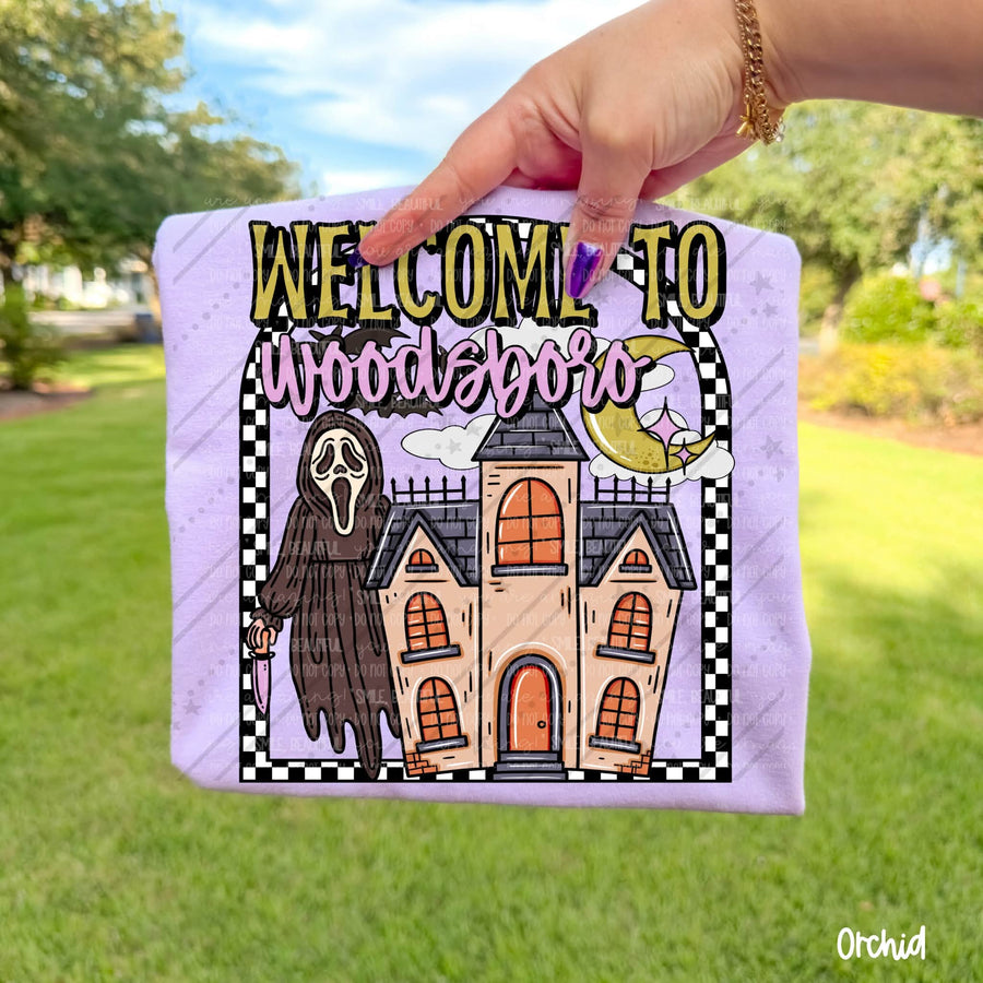 Welcome to Woodsboro Halloween Graphic Tee – Retro GF Shirt