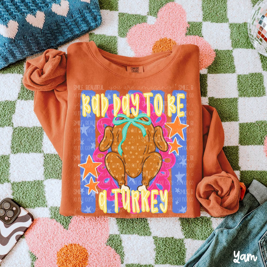 Bad Day to Be a Turkey Graphic Tee | Retro Thanksgiving Turkey Shirt | Cute Comfort Colors Fall T-Shirt