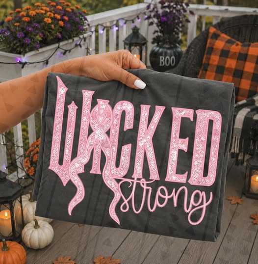 Wicked Strong Breast Cancer Awareness Shirt | Pink Ribbon October Awareness Graphic Tee