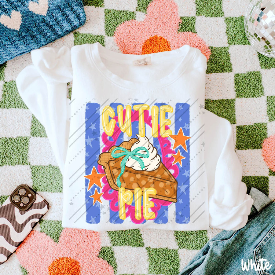 Cutie Pie Graphic Tee | Retro Pumpkin Pie Shirt | Colorful Thanksgiving T-Shirt | Trendy Fall Apparel
