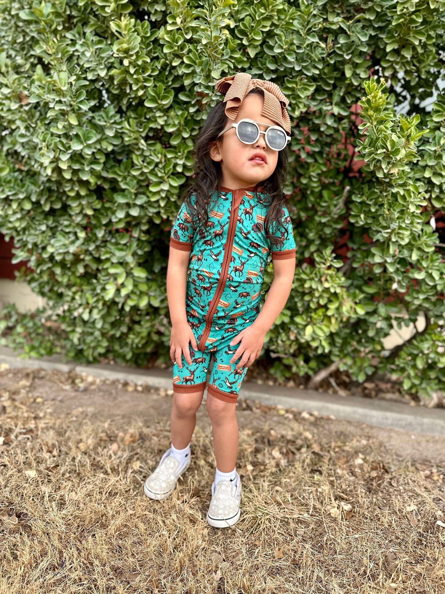TEAL Bella-Breez Hunting Club Bamboo Shortie Romper (FINAL SALE)