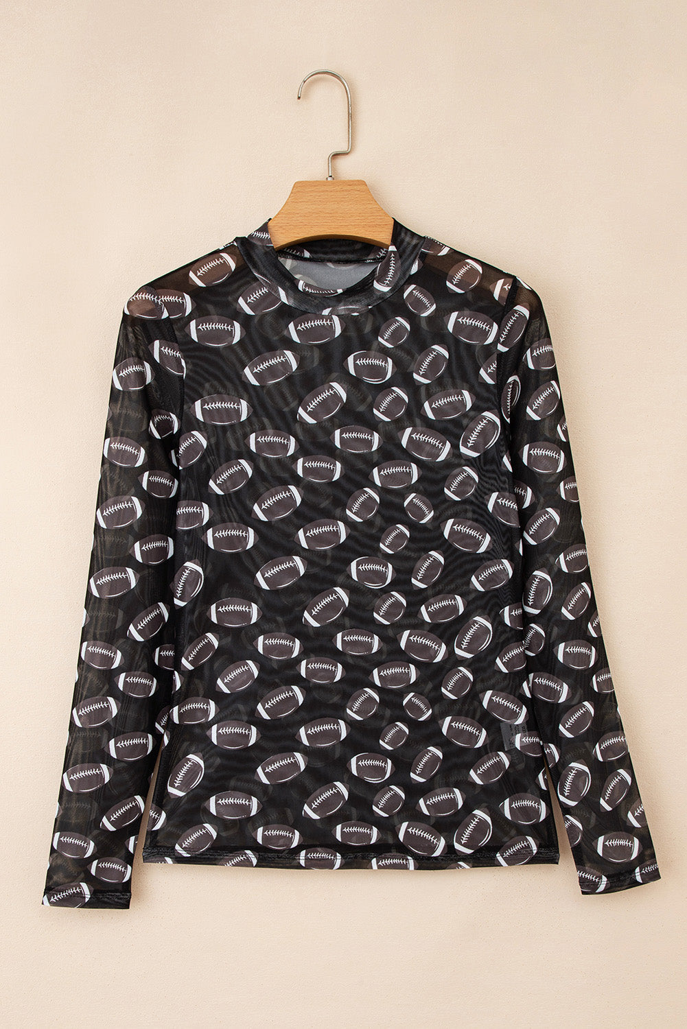 Brown Game Day Football Mesh Sheer Long Sleeve Top - Pretty Petty Co