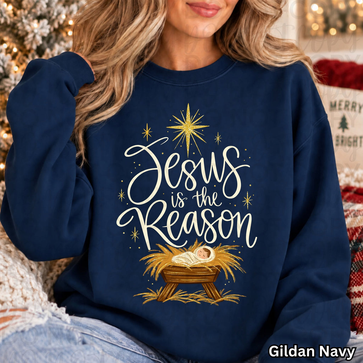 Jesus Is the Reason Christian Christmas Shirt – Nativity Faith Based Holiday Apparel