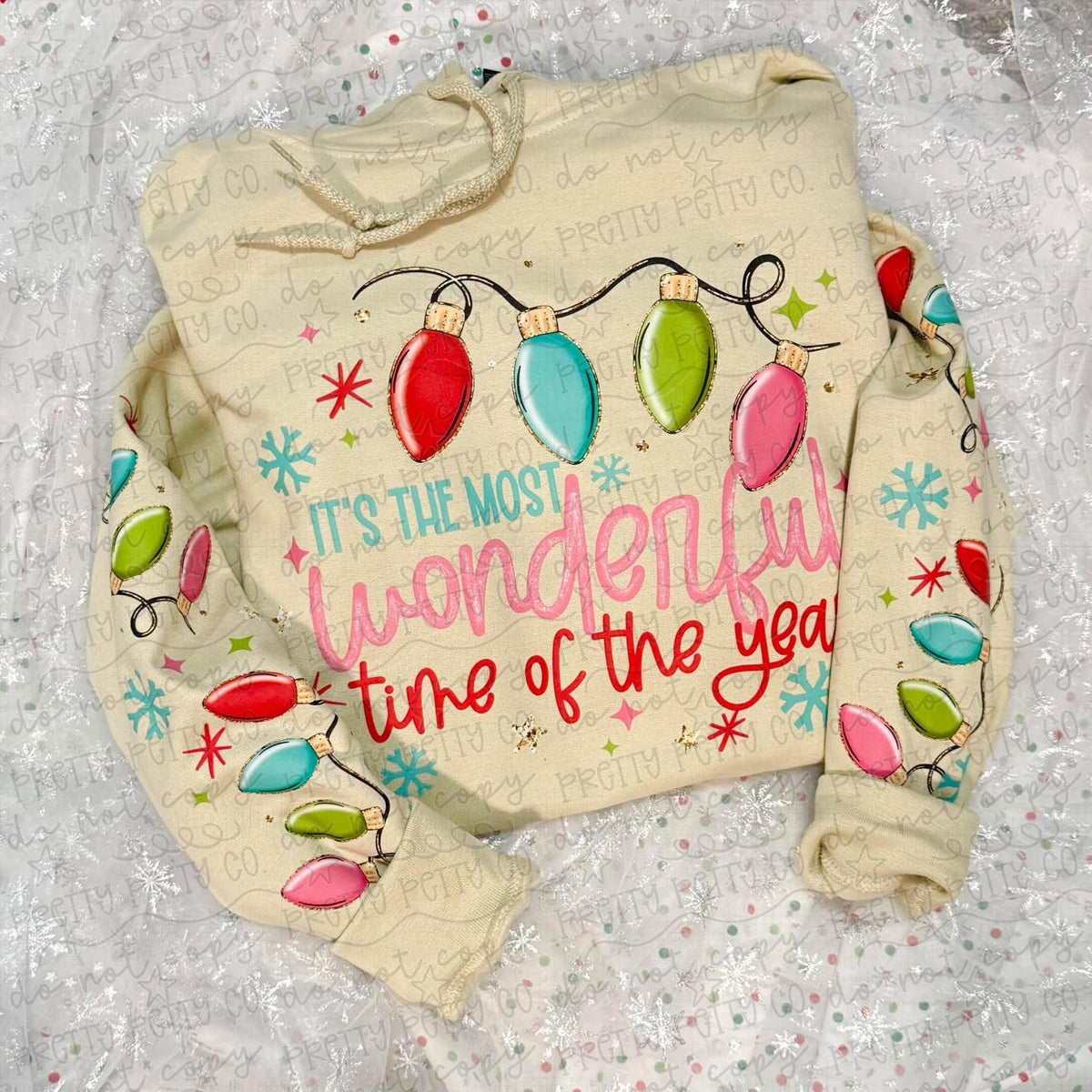 Colorful Christmas Lights Wonderful Time of Year Hoodie – Cute Holiday Graphic Hoodie