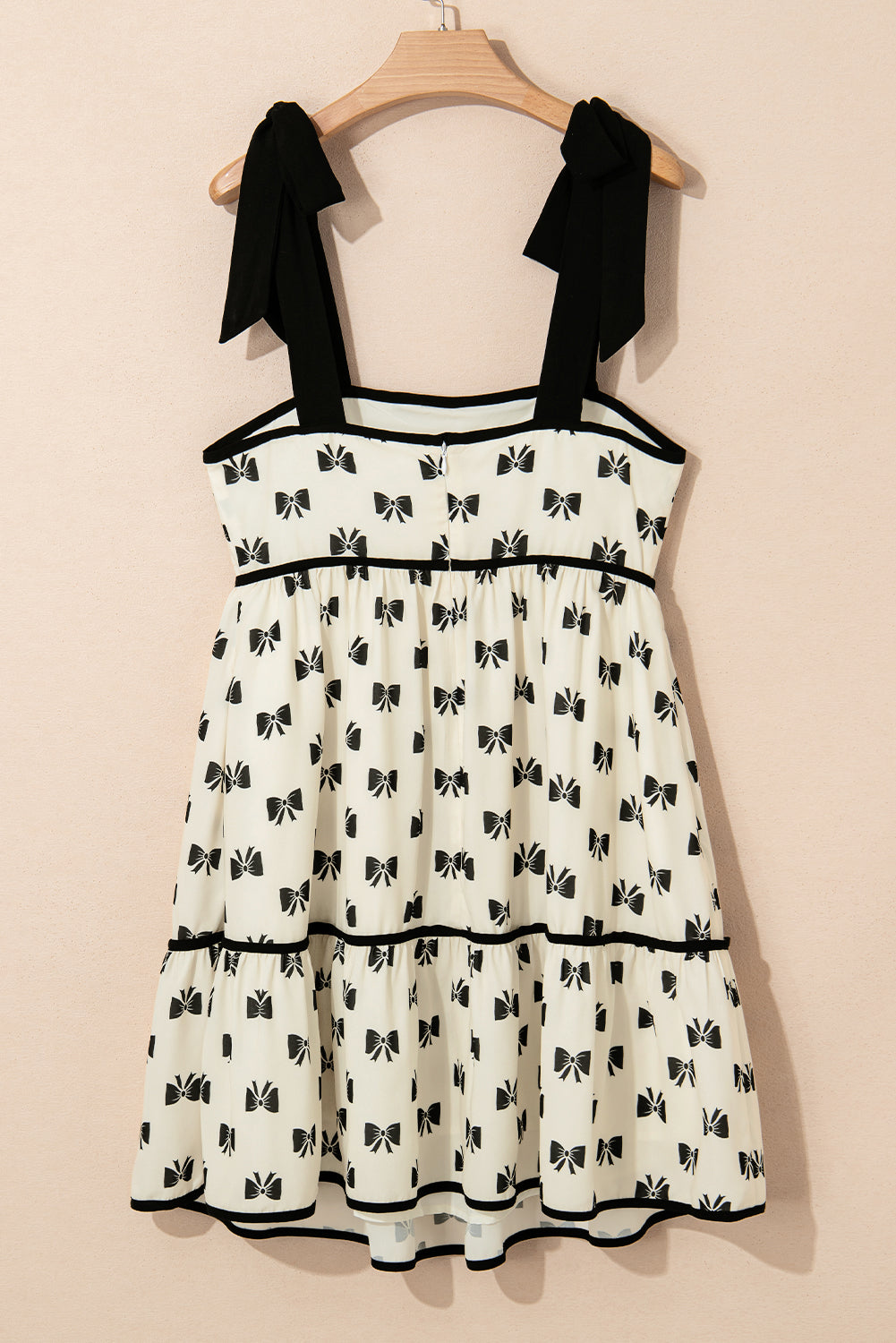 White Bow Contrast Trim Knotted Shoulder Mini Dress - Pretty Petty Co