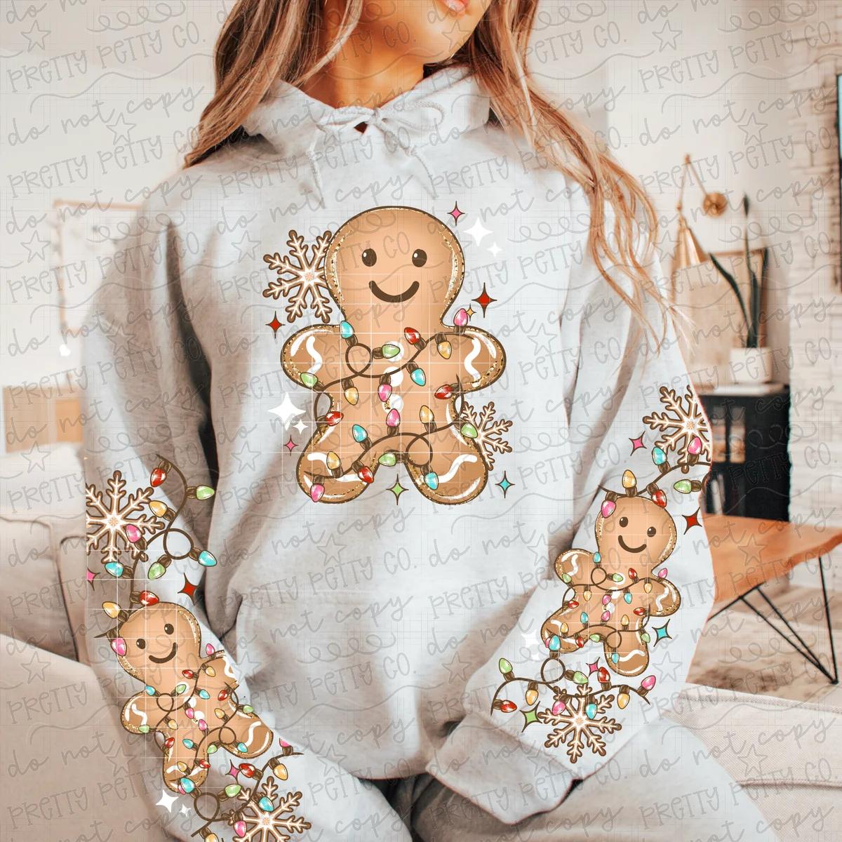 Gingerbread Christmas Lights Sweatshirt | Cute Holiday Graphic Crewneck