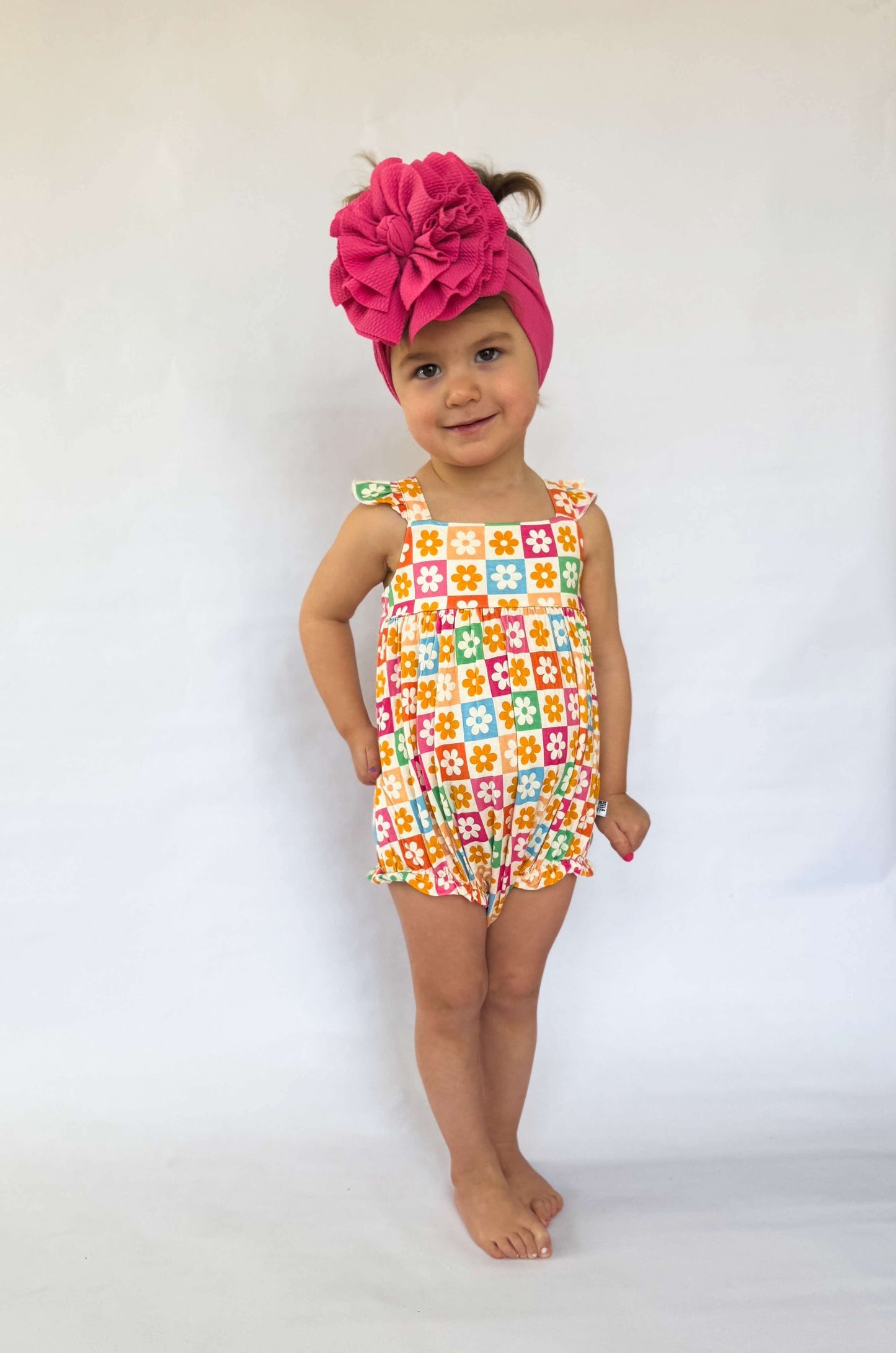 18/24 Months Checkered Floral Bamboo Romper (FINAL SALE)