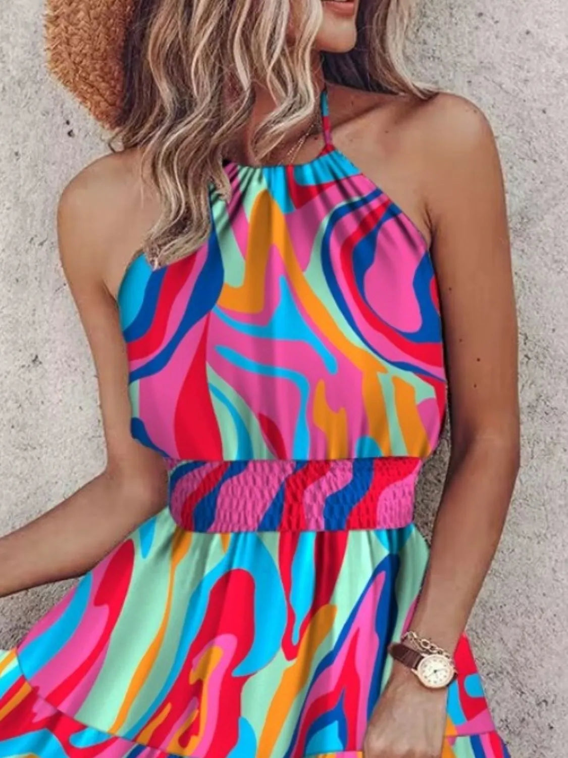 Paisley Print Halter Neck Mini Dress - Pretty Petty Co