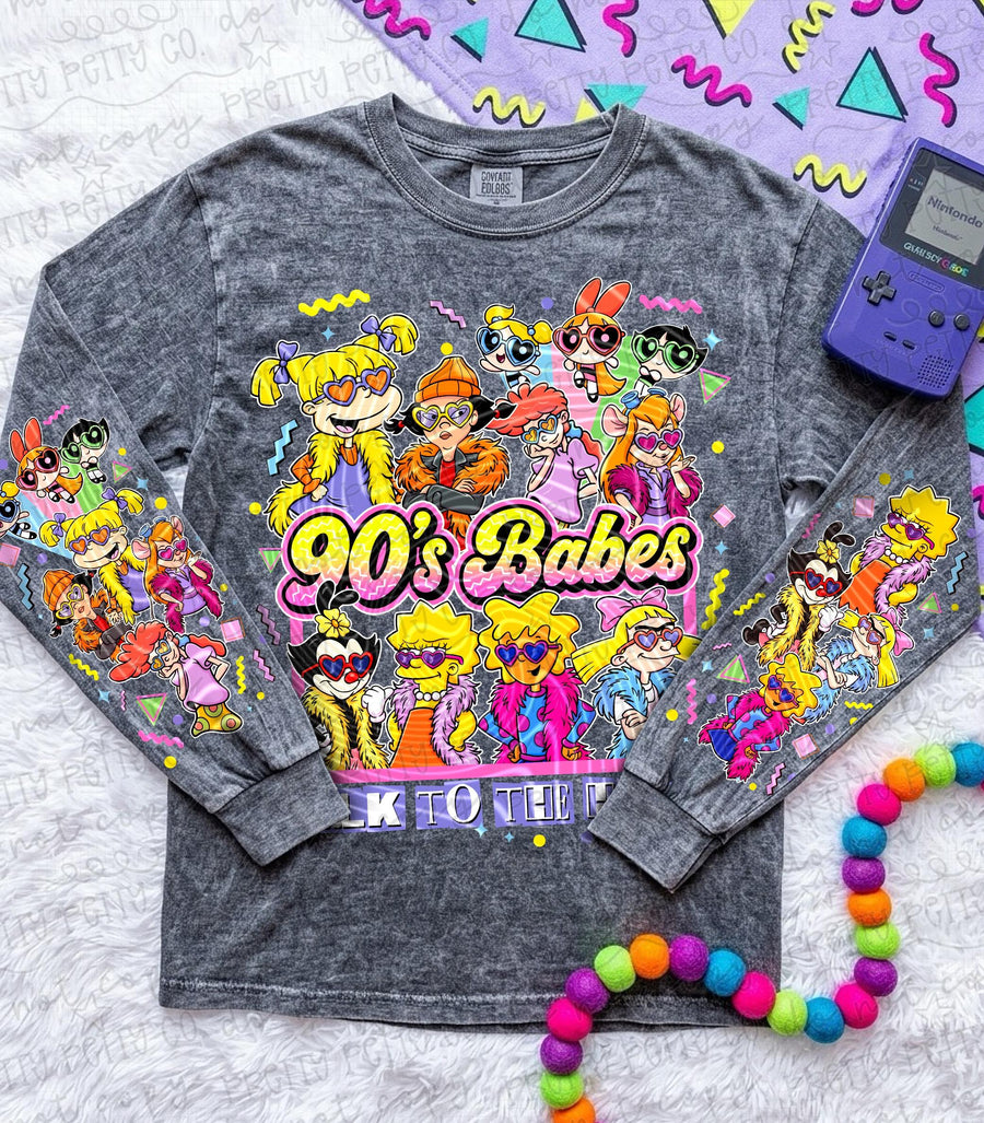90s Babes Retro Girl Shirt, Vintage Nostalgia Aesthetic Tee, Cute Throwback Graphic T Shirt for Women - Pretty Petty Co