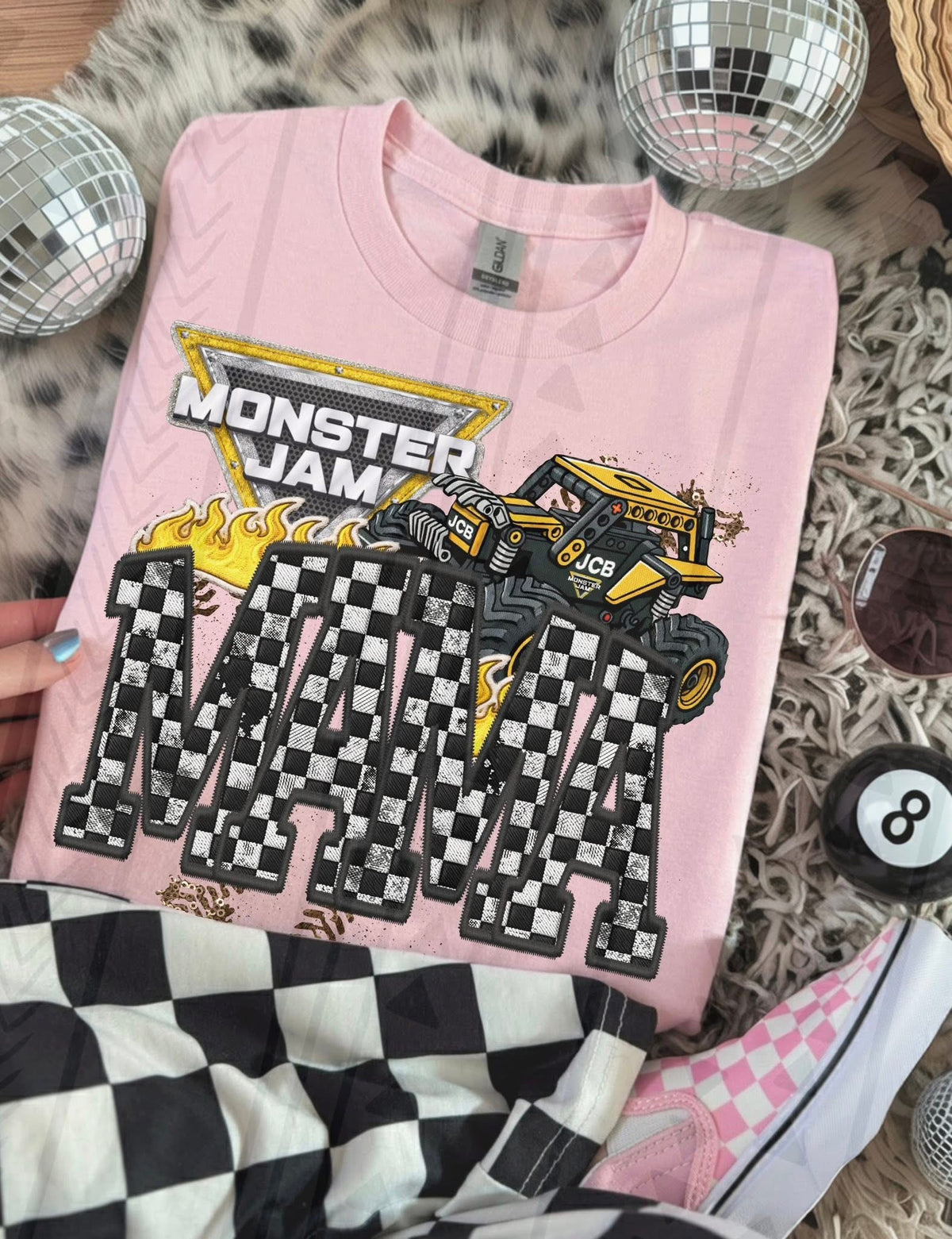 Monster Truck Mama Faux Embroidery Graphic Tee – Racing Mom Shirt – Unisex DTF Print - Pretty Petty Co