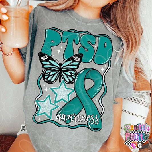 PTSD Awareness Ribbon Graphic Tee | Mental Health Support Shirt | Cause T-Shirt