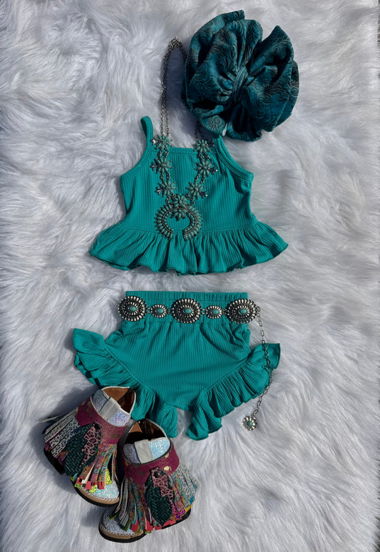Teal Ruffle Set