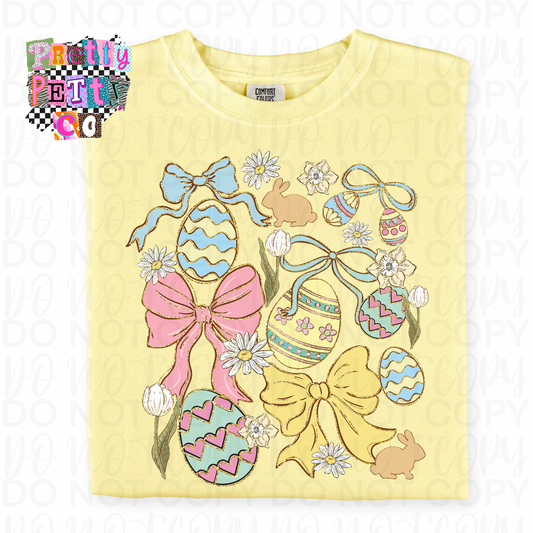 Easter Bunny Collage Tee | Pastel Spring Graphic Shirt | Youth & Adult Sizes