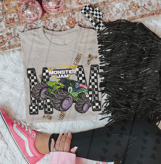 Monster Truck Mom Faux Embroidery Graphic Tee – Racing Mom Shirt – Unisex DTF Print